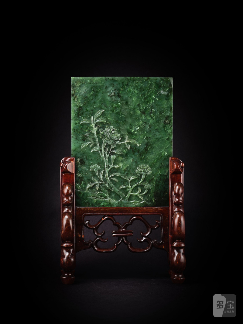 清十九世紀　碧玉人物仙家祝壽圖插屏一對 | A PAIR OF SPINACH GREEN JADE 'FIGURES IN LANDSCAPE' PANELS - 图10